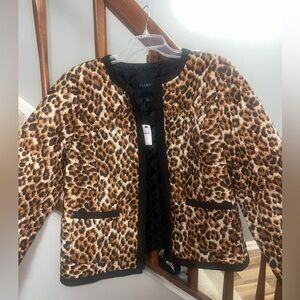 Talbots cheetah/leopard print quilted jacket